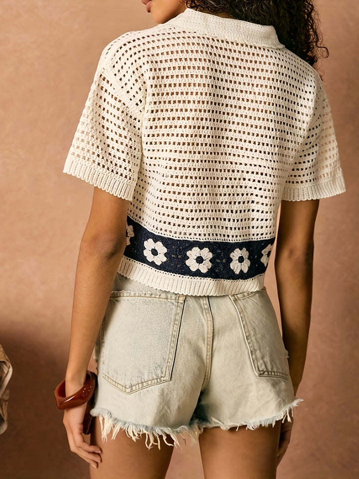 Camisa de Mujer de Manga Corta con Cuello