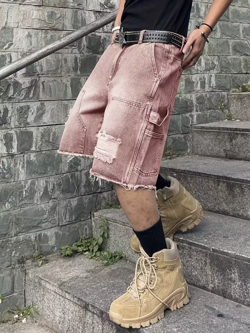 Pantalones Cortos de Denim para Hombre hasta la Rodilla
