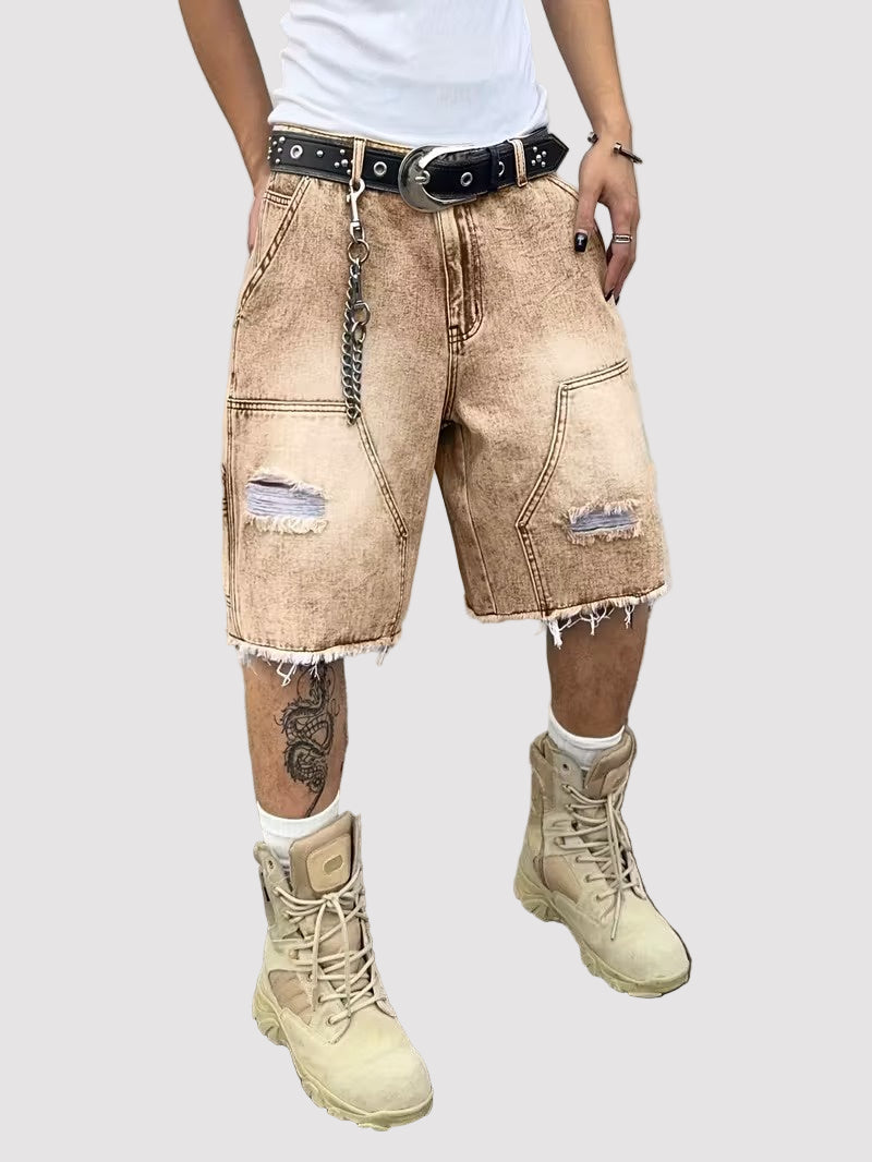 Pantalones Cortos para Hombre con Bajo Deshilachado
