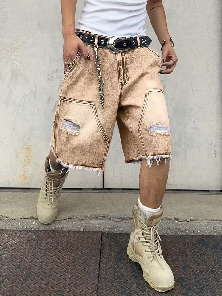 Pantalones Cortos para Hombre con Bajo Deshilachado