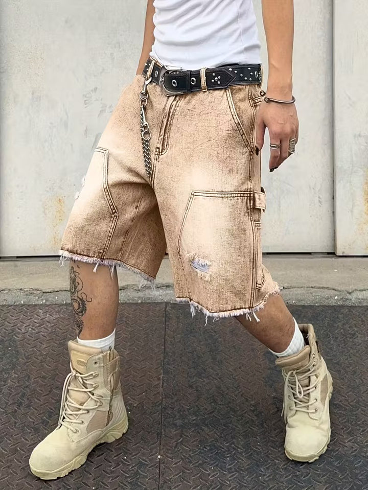 Pantalones Cortos para Hombre con Bajo Deshilachado