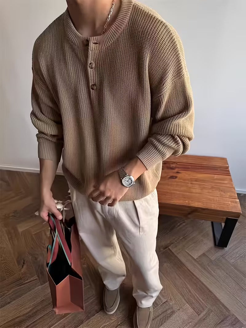 Suéter de Hombre con Cuello Redondo y Canalé