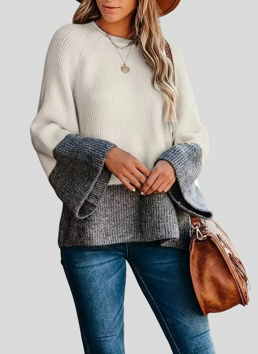 Suéter de Punto Bicolor para Mujer