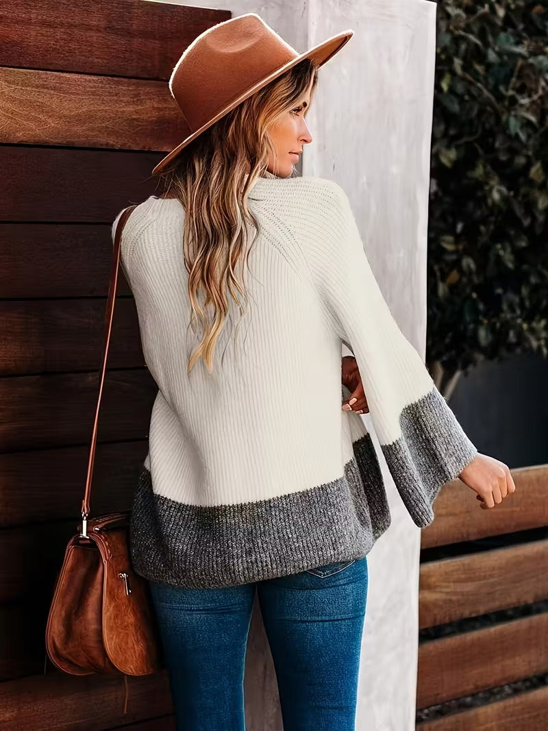 Suéter de Punto Bicolor para Mujer