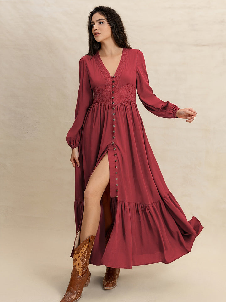 Vestido Largo de Mujer con Botones