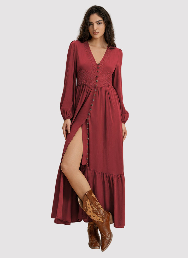 Vestido Largo de Mujer con Botones