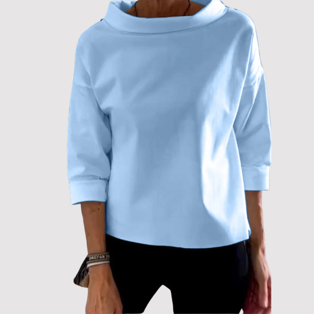 Blusa lisa de manga larga para mujer