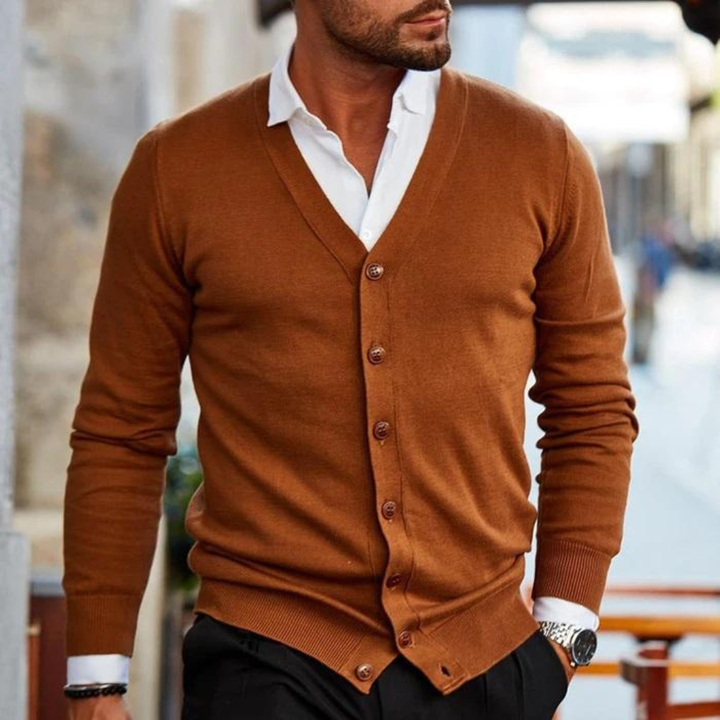 Cárdigan de invierno para hombre con cuello en V