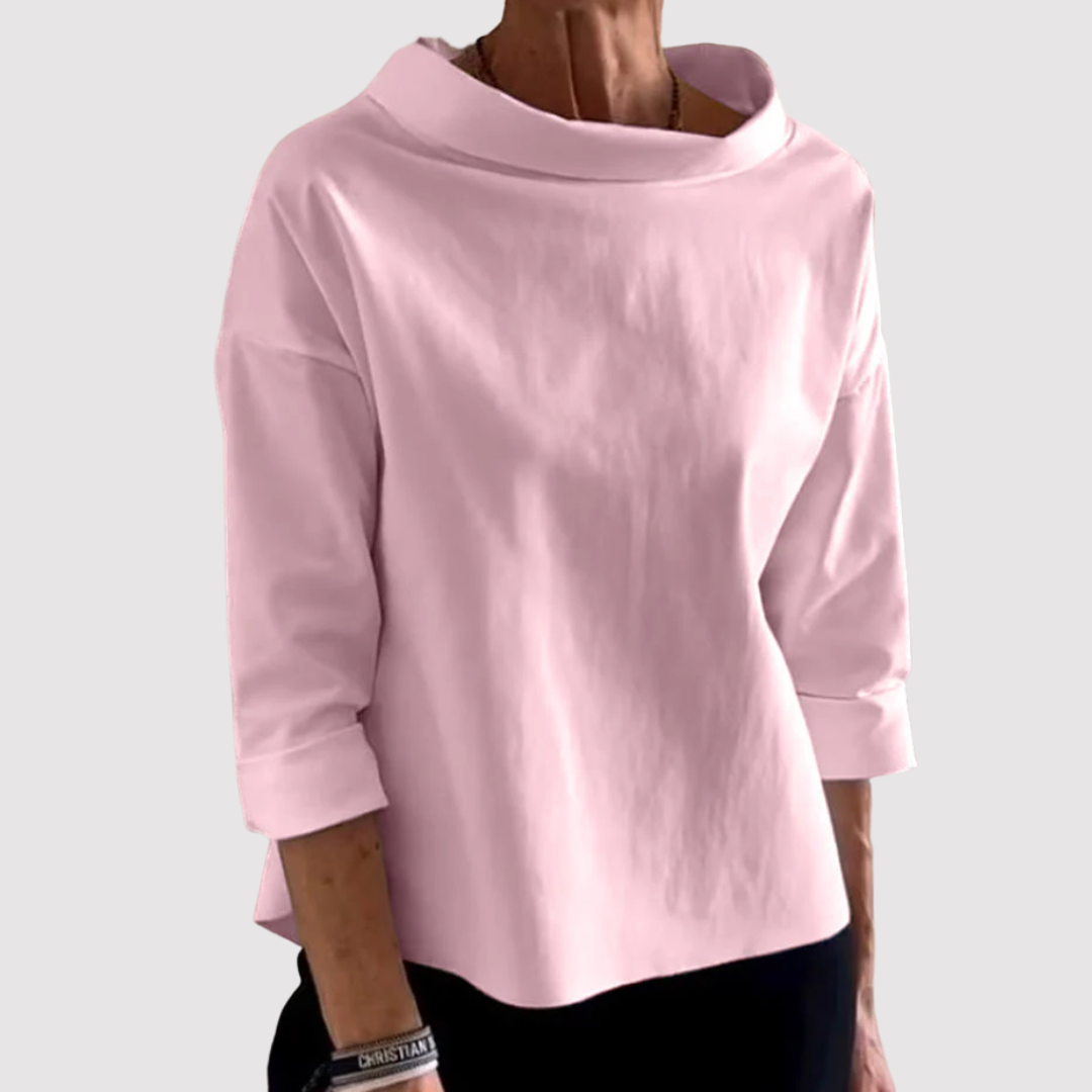 Blusa lisa de manga larga para mujer