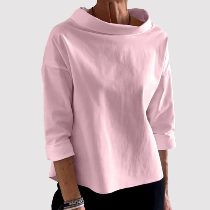 Blusa lisa de manga larga para mujer