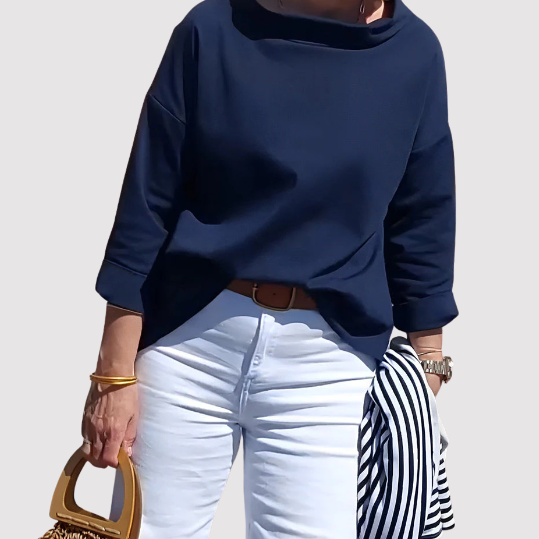 Blusa lisa de manga larga para mujer