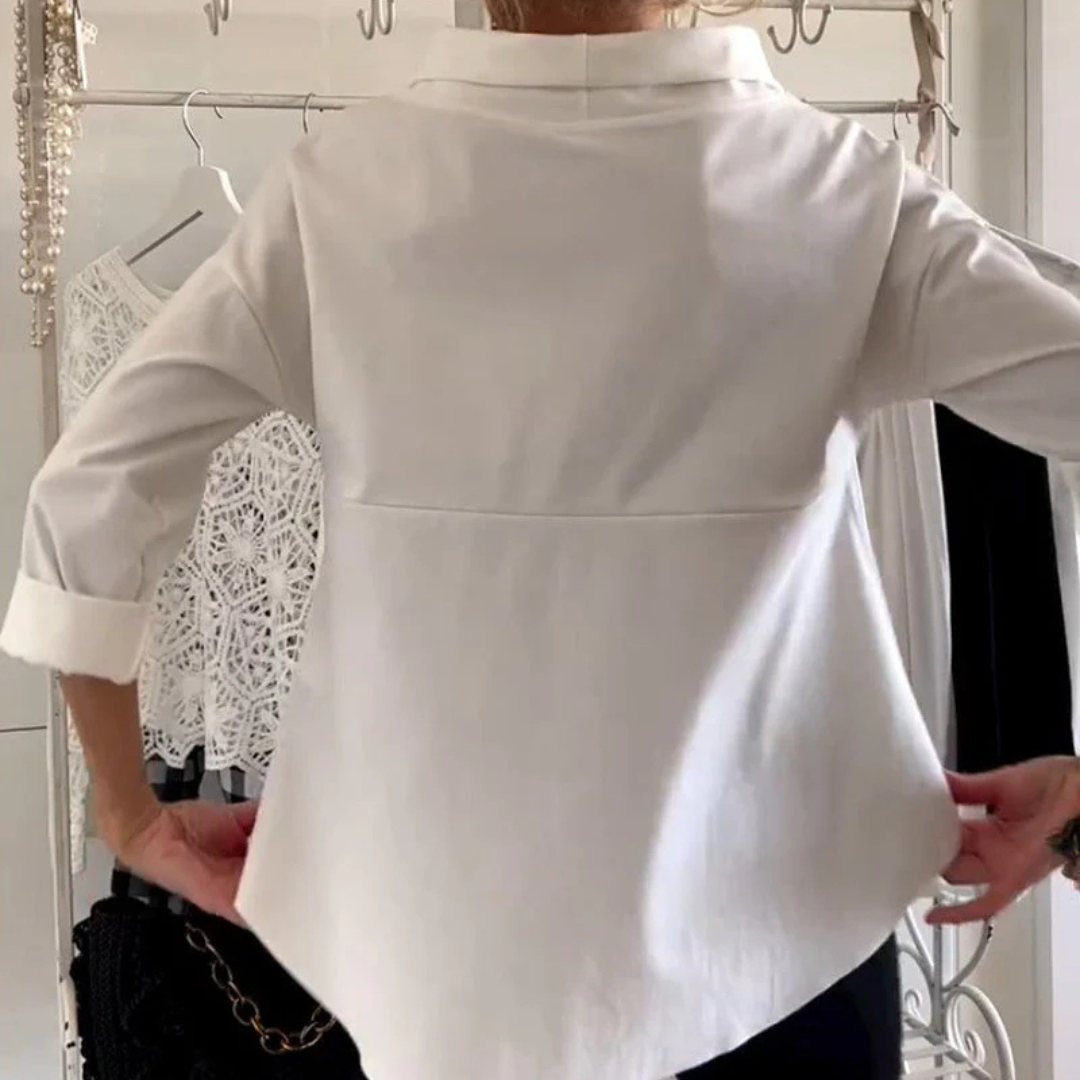 Blusa lisa de manga larga para mujer