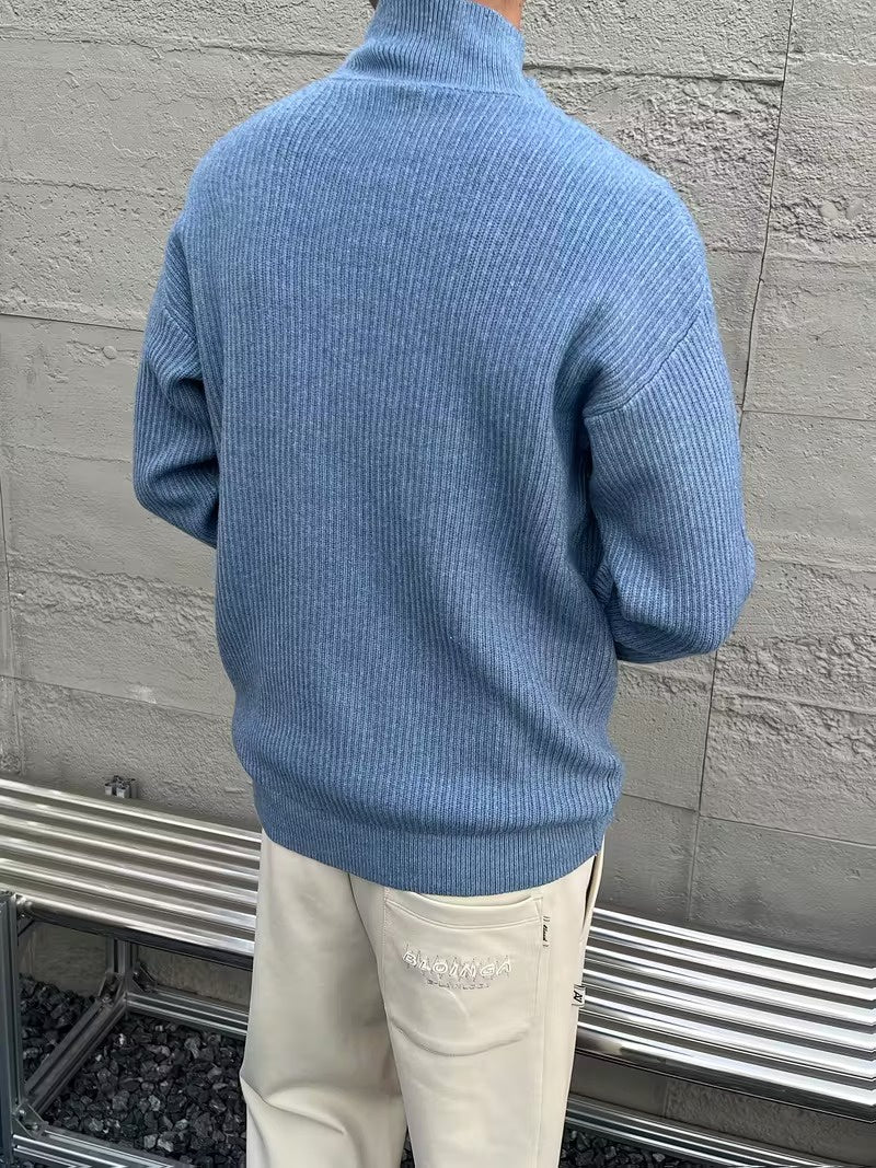 Suéter de Hombre con Canalé y Tapeta de Botones
