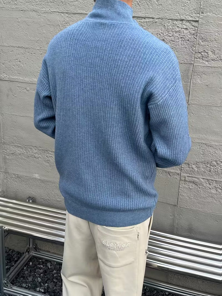 Suéter de Hombre con Canalé y Tapeta de Botones