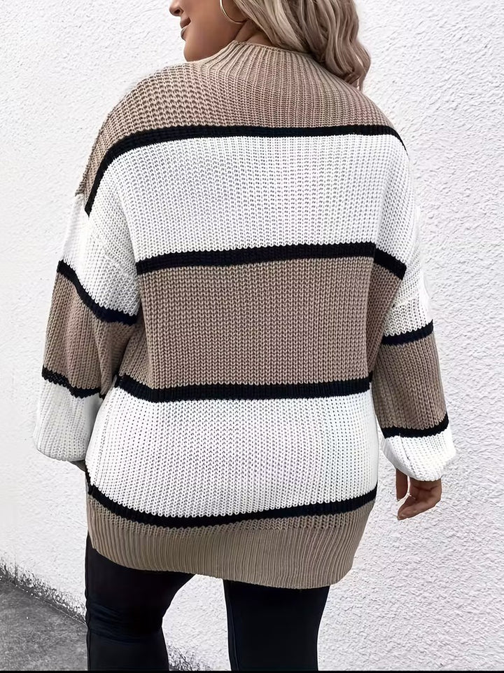 Suéter de Punto Grueso con Rayas para Mujer