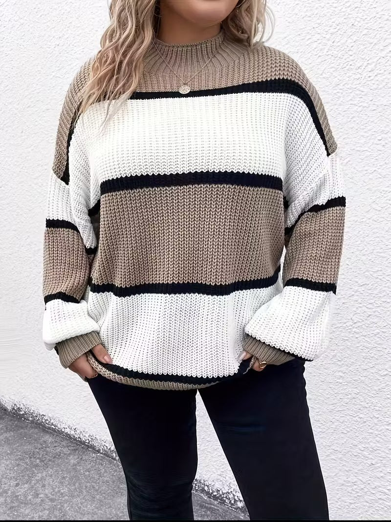 Suéter de Punto Grueso con Rayas para Mujer