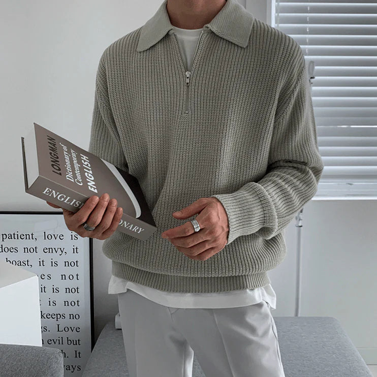KNITTED™  | HALF ZIP-UP COLLAR SWEATER