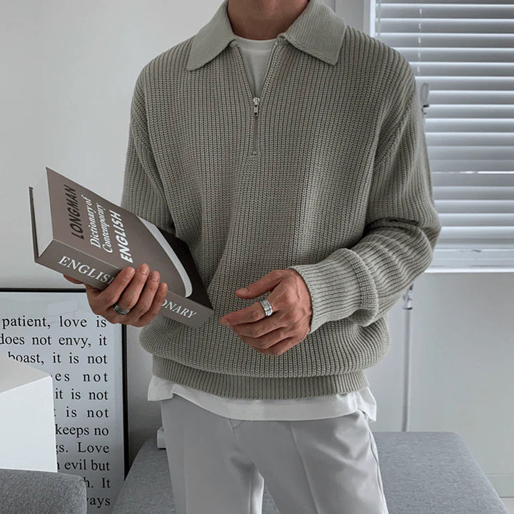 KNITTED™  | HALF ZIP-UP COLLAR SWEATER