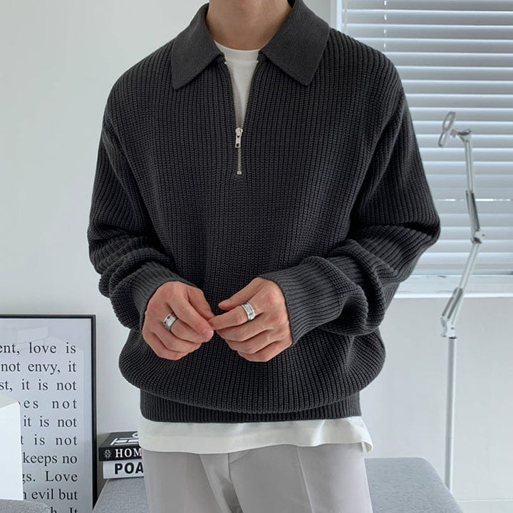 KNITTED™  | HALF ZIP-UP COLLAR SWEATER