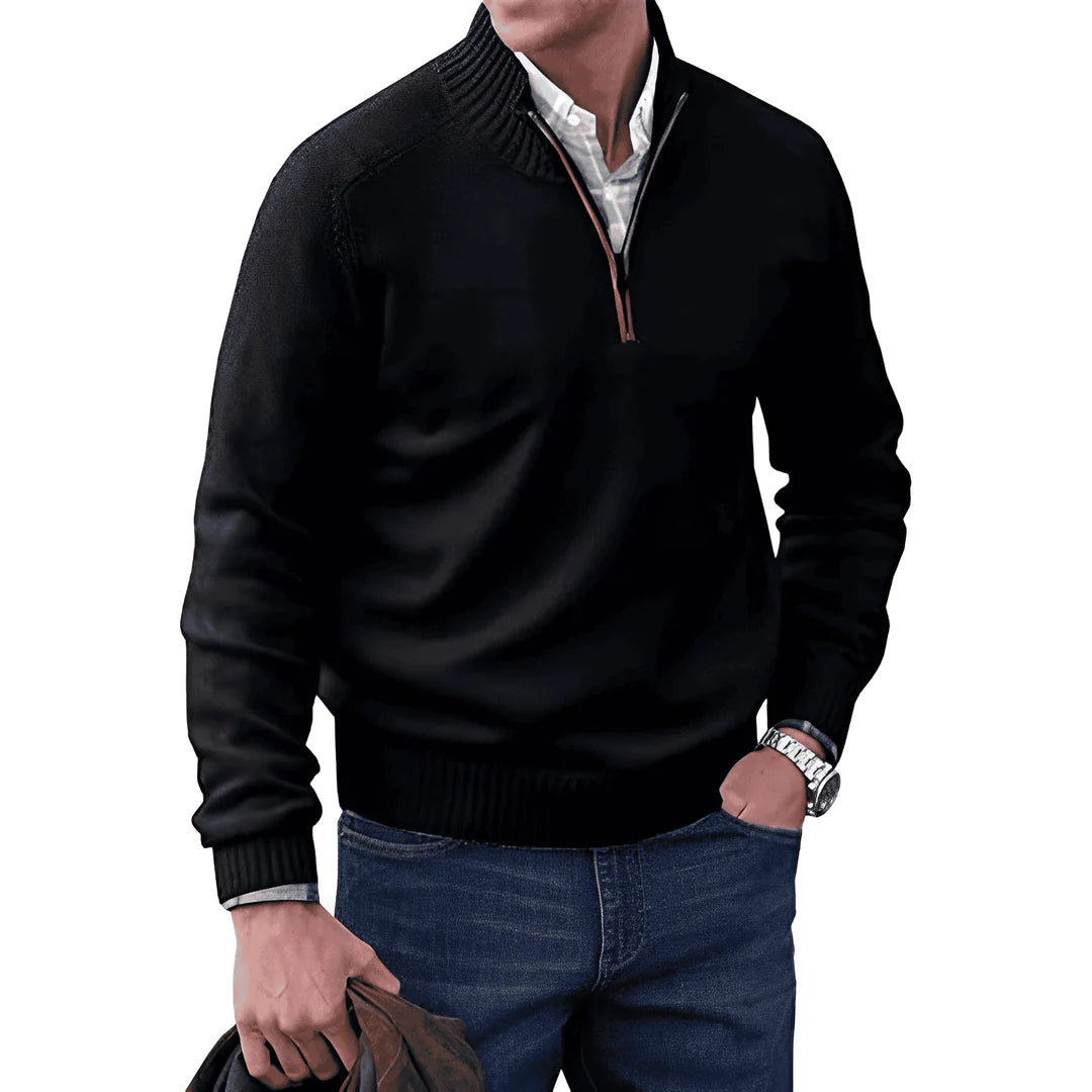 Nolan - Cashmere Quarter Zip Sweater