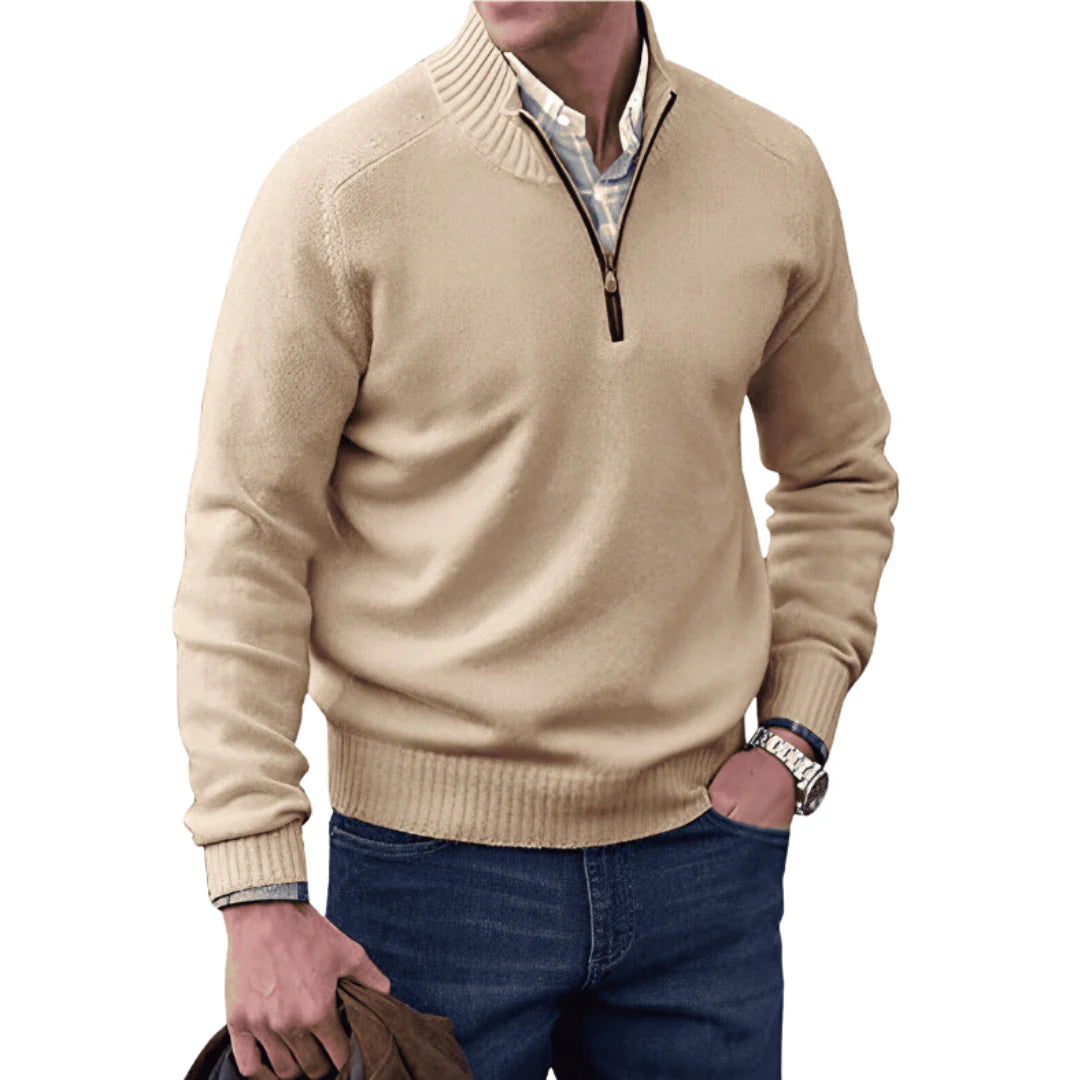 Nolan - Cashmere Quarter Zip Sweater